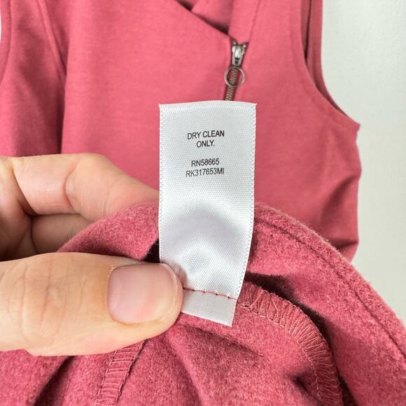 Valette Light Strawberry Red Felt Asymmetrical Side Zip Sleeveless Shift Dress - Picture 8 of 8